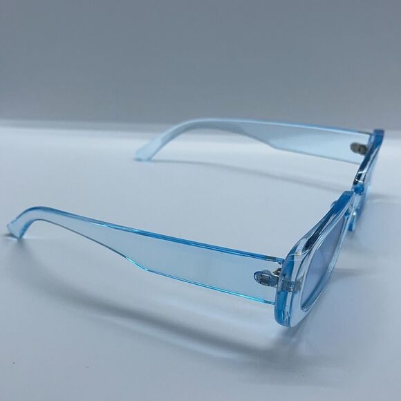 NWT Clear Blue Vintage Rectangle Sunglasses 90s - Picture 6 of 9